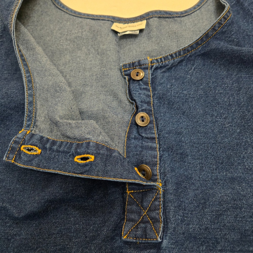 Vermont Country Store Denim Jumper Dress Womens 3X Blue Cotton Henley Pocket USA - Picture 5 of 8